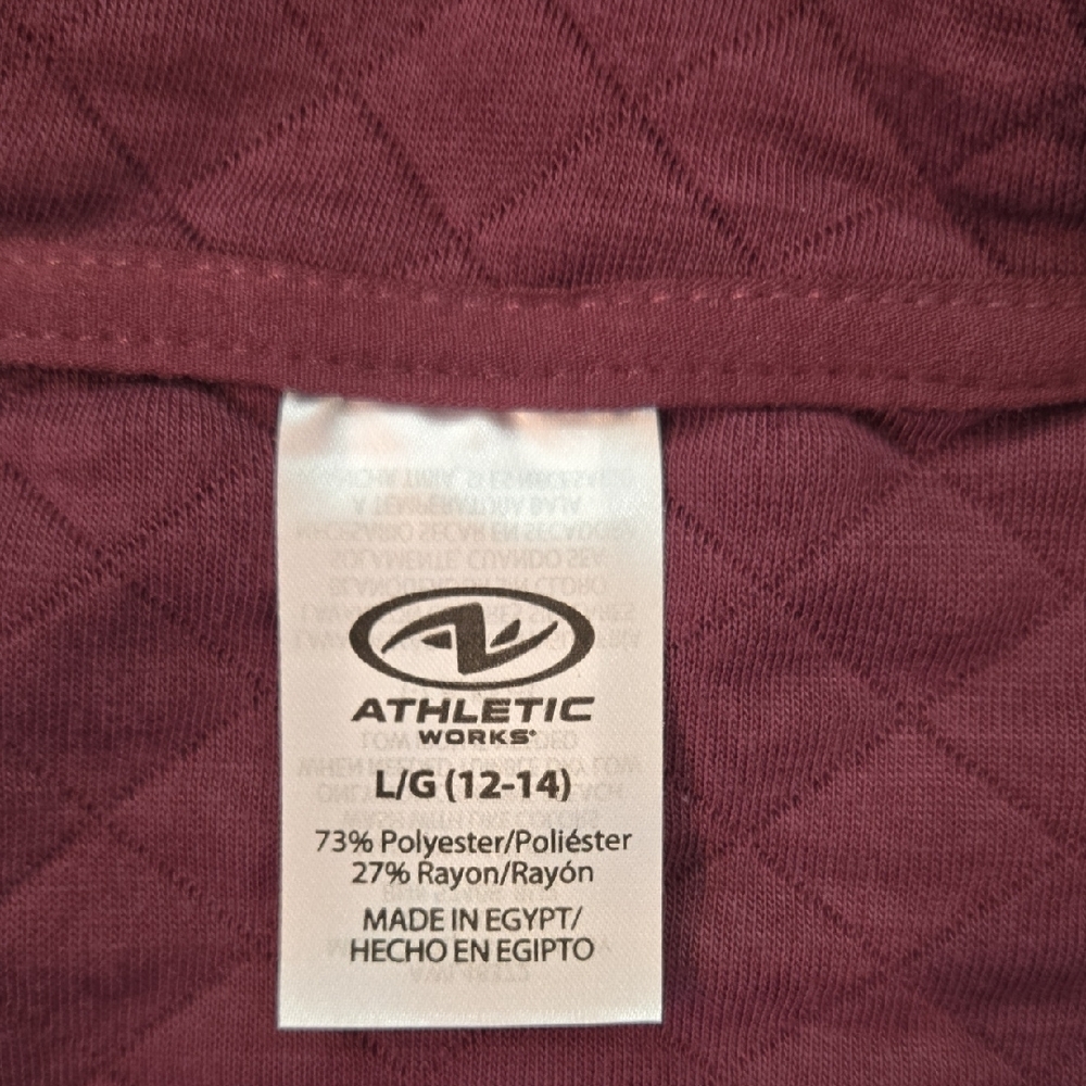 Athletic Works Womens Size Large Quilted Jacket With Hoodie Burgandy - Picture 3 of 11